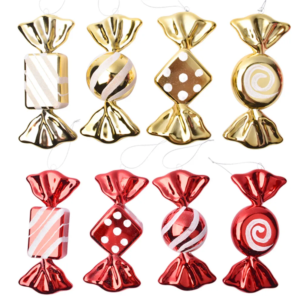 

4pcs PPS + Electropl Candy Shape Christmas Ornament Colorful Gift Box Christmas Tree Pendant New Year Ornaments Decor