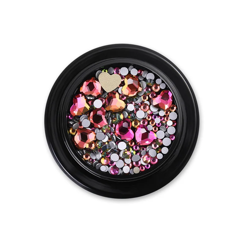 

Mix Style Acrylic Nail Rhinestone Colorful Marquise Heart Flat Bottom Manicure 3D Nail Art Decoration Jewelry F654