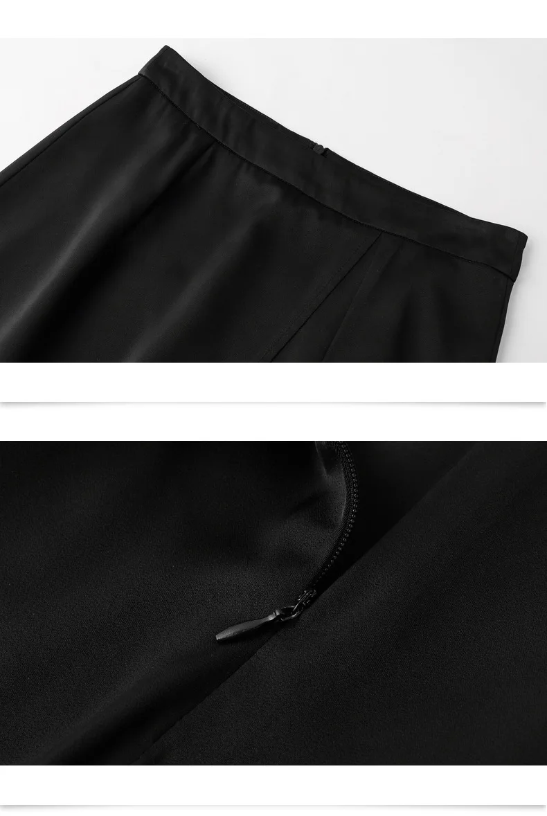

2021 Spring and Autumn New Women's High-quality Bag Hip Skirt Solid Color High Waist Fashion Split Lace Black Skirt Office