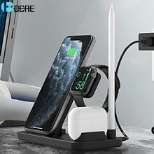 4 in 1 Wireless Charging Dock Station For iPhone 13 12 11 Pro XR XS X 8 Apple Watch Airpods 10W Fast Qi Charger Stand Holder
