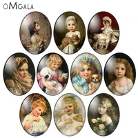 vintage baby girls oil paintings 10pcs mixed 13x18mm18x25mm30x40mm oval photo glass cabochon demo flat back making findings