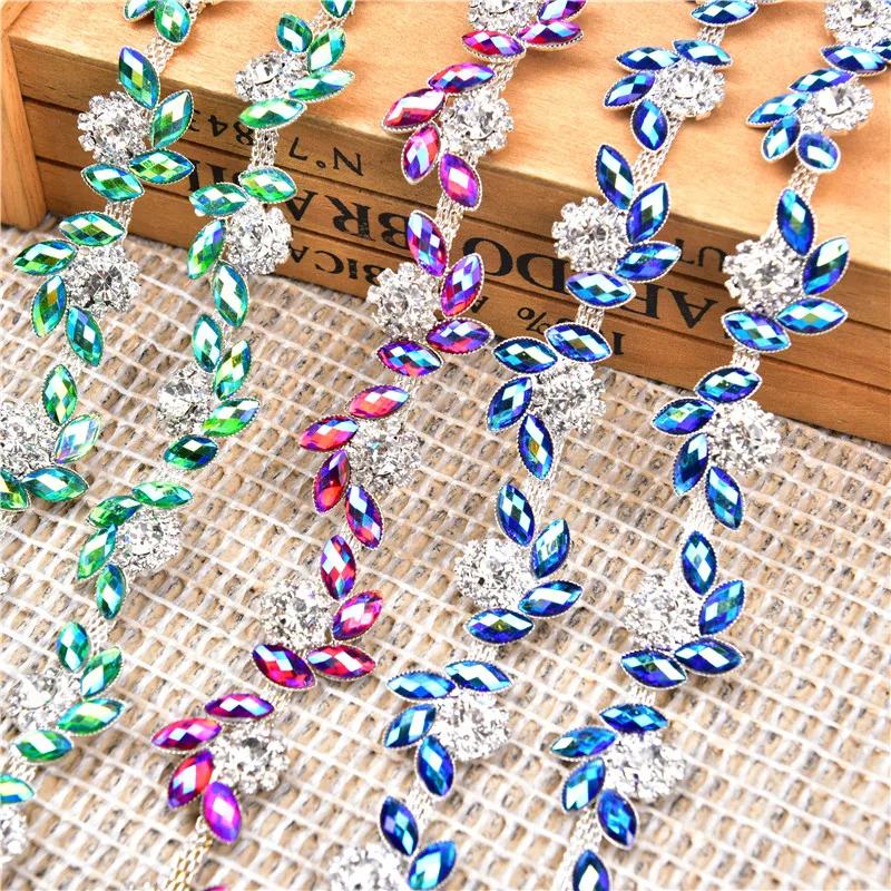 Высокое качество 1 ярд конский глаз Ab Кристалл Круглый Цветок прозрачное стекло