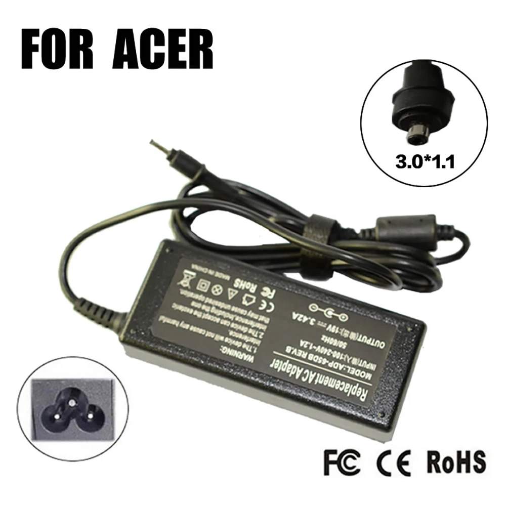 19V 3.42A 3 0*1 1 мм 65 Вт ноутбук Зарядное устройство для ноутбука Acer Aspire P3-131 S5-391 P3-171 S7-191