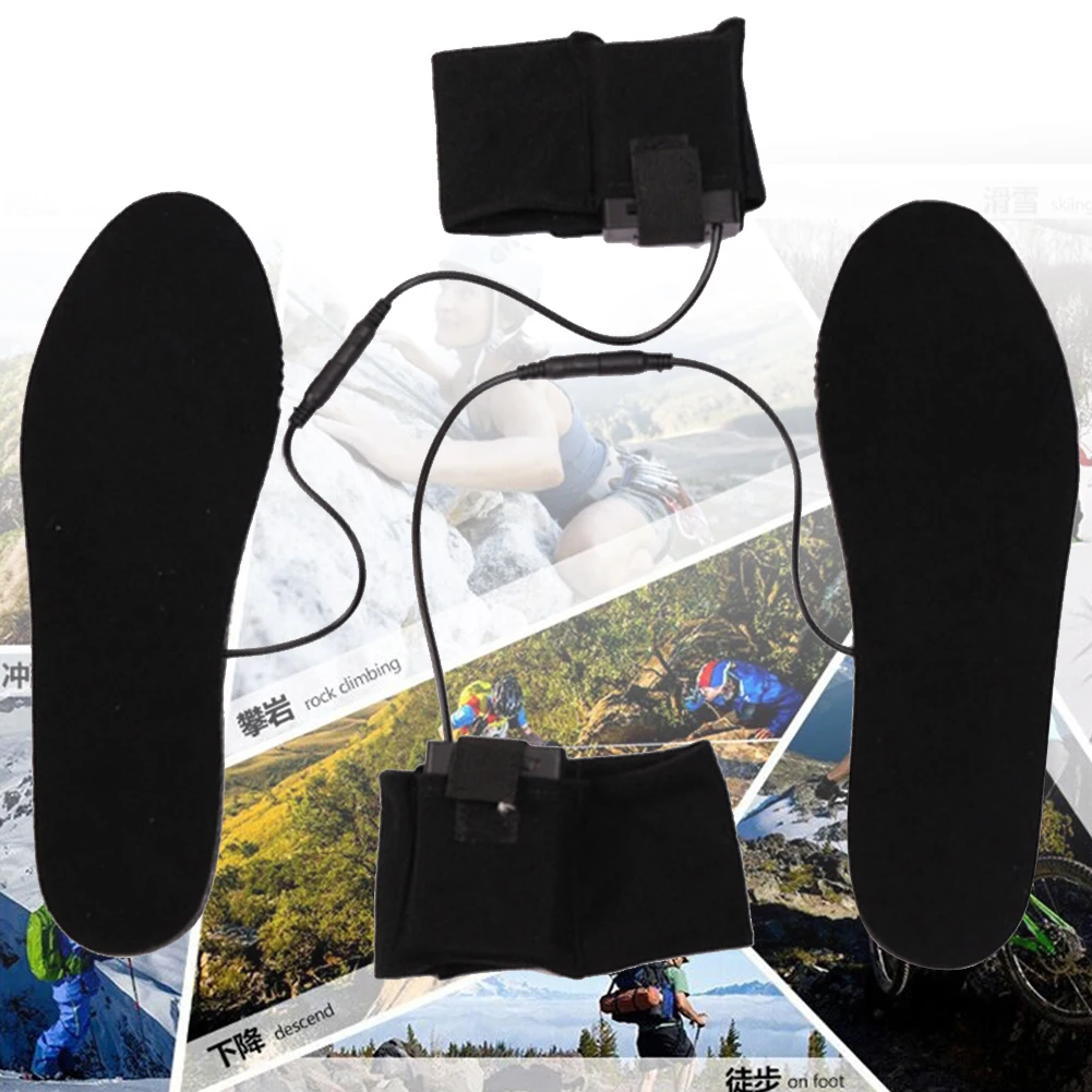 

1 Pair Battery Powered Shoe Foot Accessories Outdoor Sports Electric Heated Carbon Fiber Cuttable Soft Winter Ultra-thin Insoles