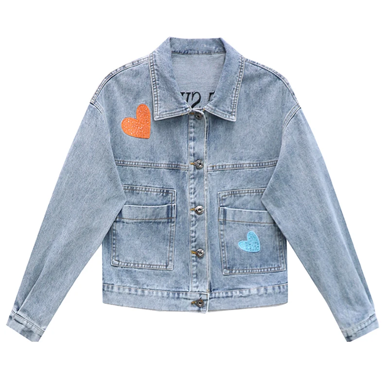 

2021 New Women Loose Long Sleeve Denim Short Coat Cropped Jeans Jacket Ladies Casual Jacket Outwear Overcoat FC1450