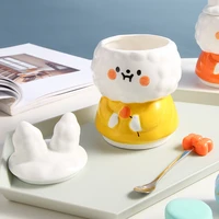 3d cartoon rabbit ceramic cup with cover spoon cute design sense cup creative trend breakfast mug coffee cup mugs coffee cups