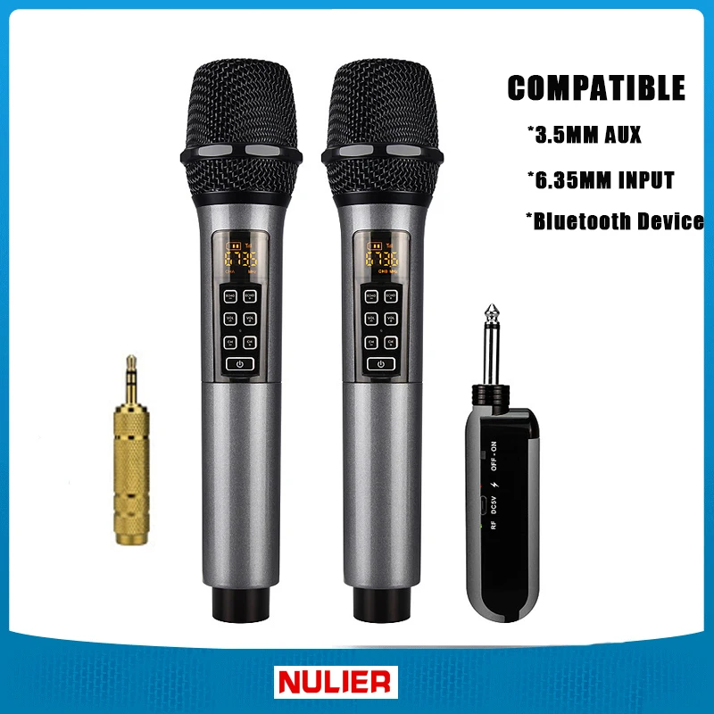 NULIER UHF двойная Беспроводная металлическая динамическая микрофонная система с