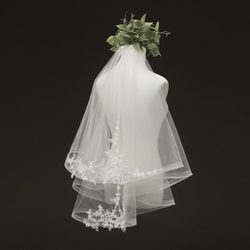 Свадебная фата с гребнем и кружевными краями два слоя | Свадьбы торжества