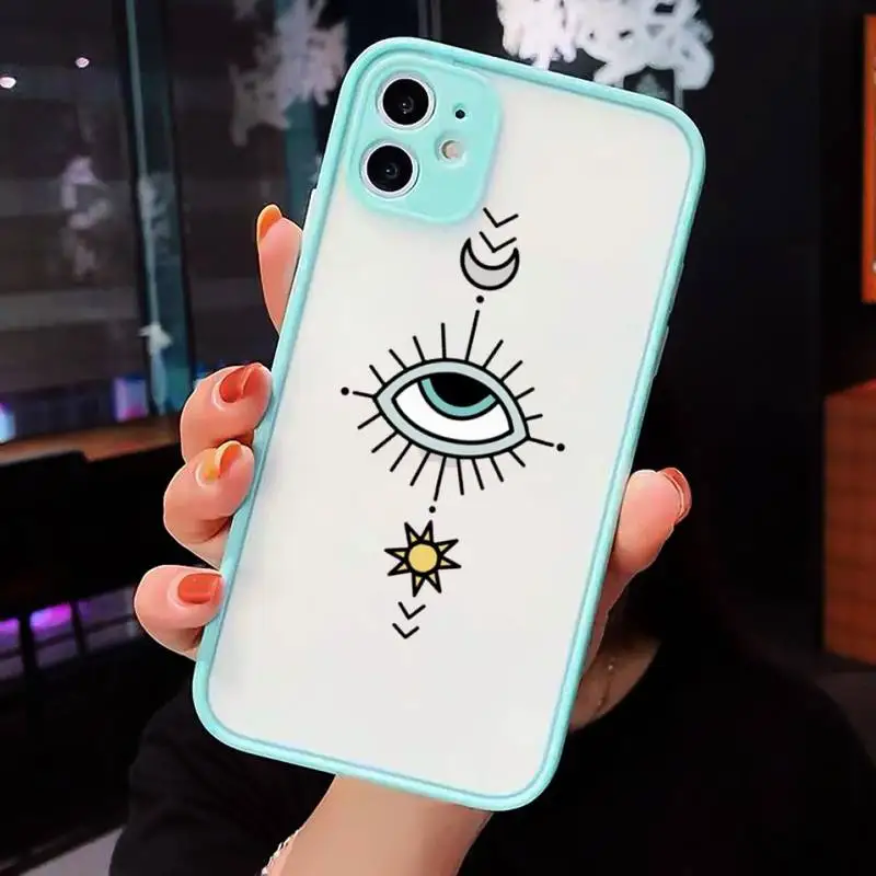 

Evil eye Phone Case For iPhone 12 11 Mini Pro XR XS Max 7 8 Plus X Matte transparent blue Back Cover