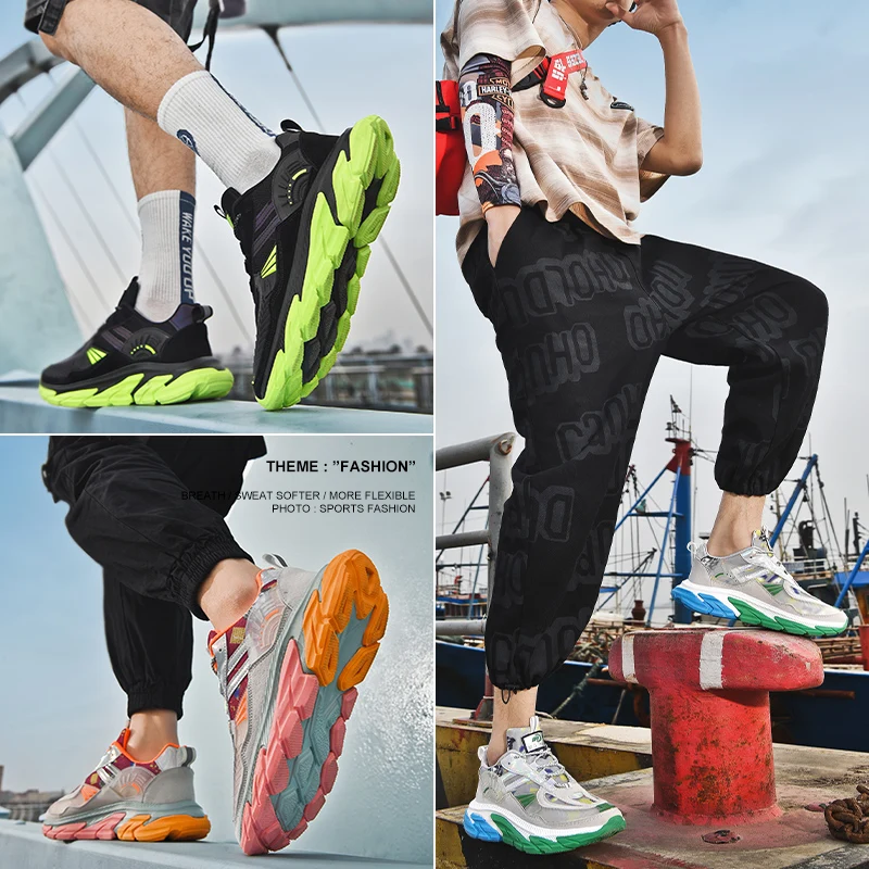 

Men Luminous Sneakers Breathable Night Running Shoes Street Fashion Footwear Trainers Size 39-46