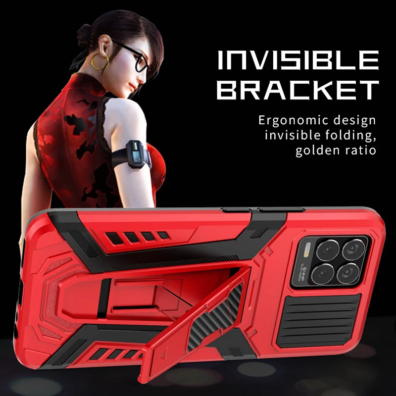 keysion shockproof armor case for realme 8 8 pro stand phone back cover for oppo a94 5g f19 pro plus reno 6 pro 5 lite 5f 5z free global shipping