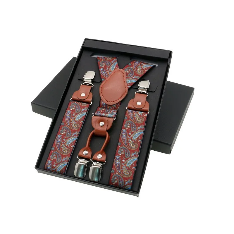 Подтяжки мужские с 4 зажимами Модные Винтажные повседневные кожаные подтяжки