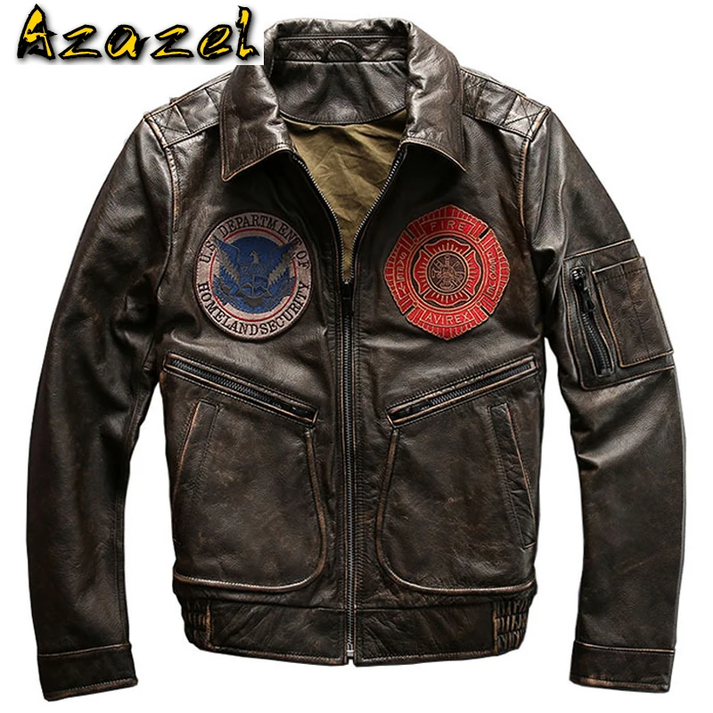 

Мужская кожаная летная куртка, коричневая винтажная куртка из натуральной воловьей кожи, модель Air Force размера плюс XXXL в русском стиле, 2020