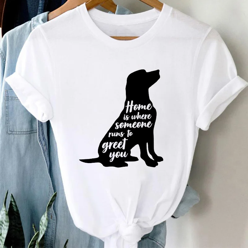 

Women Plus Size Harajuku Summer Top Animal Dog Graphic Tees Casual Short Sleeve Femme O-neck White Oversized T-shirt Size 3XL