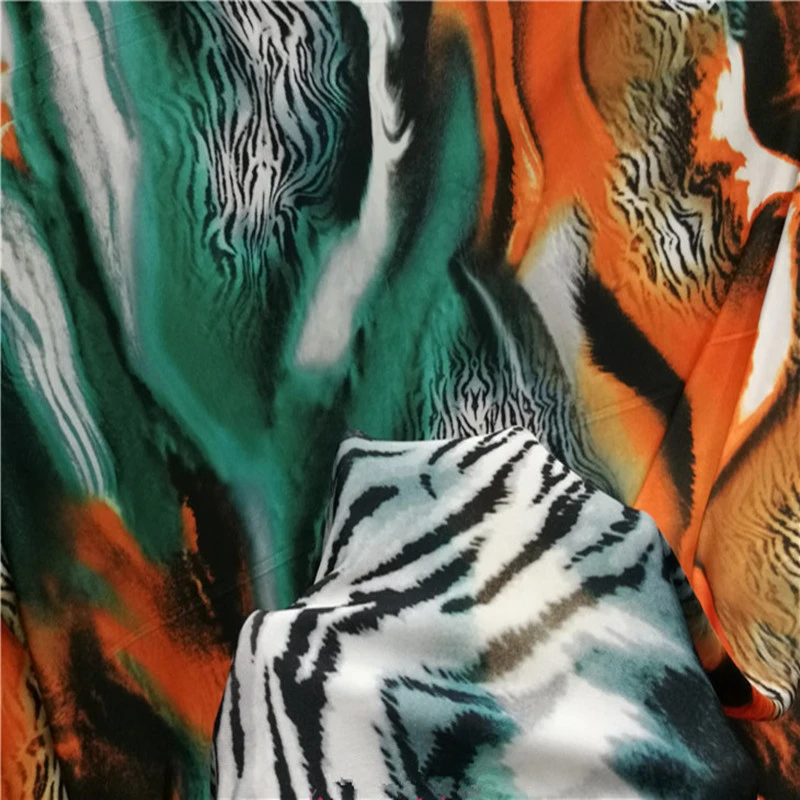 Мягкий эластичный трикотажный синий зеленый оранжевый контрастный Леопардовый