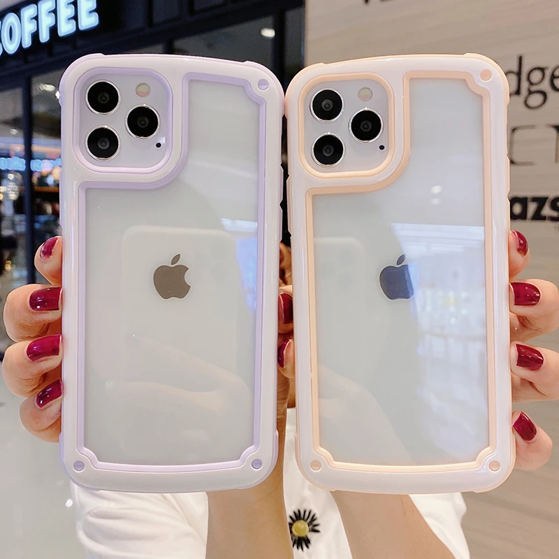 

Candy Color Transparent Phone Case For iPhone 12 12Pro 11Pro Max XR X XS Max 7 8 Plus Soft Silicone Bumper Shockproof Back Cover