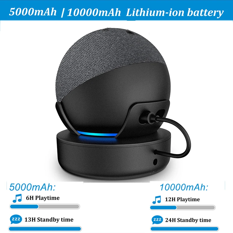 PlusAcc 10000 мАч портативный аккумулятор для Amazon Alexa Echo Dot 4 го поколения Док станция