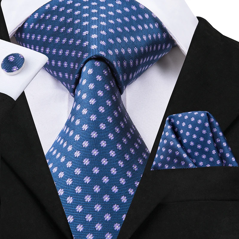C-3017 Hi-Tie, модный дизайн, синие галстуки для мужчин, роскошный галстук с узором пейсли, в полоску, однотонные, деловые, вечерние, свадебные, классические мужские галстуки, запонки, набор - Цвет: C-3017