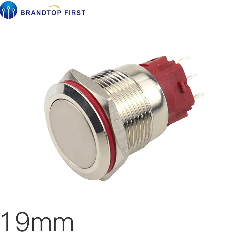 16 мм 19 Мгновенный металлический кнопочный переключатель самоблокирующаяся 3
