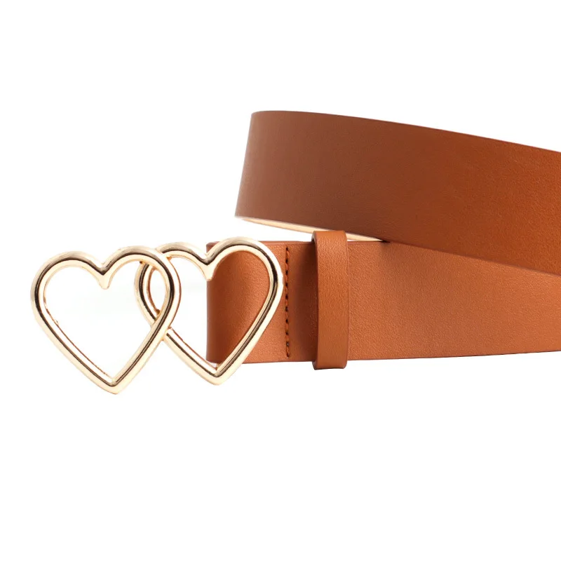 

Girls Cute Heart Metal Buckle Belt Fashion PU Leather Belts For Women Jeans Ladies Harajuku Accessories Cinture Femme Dress