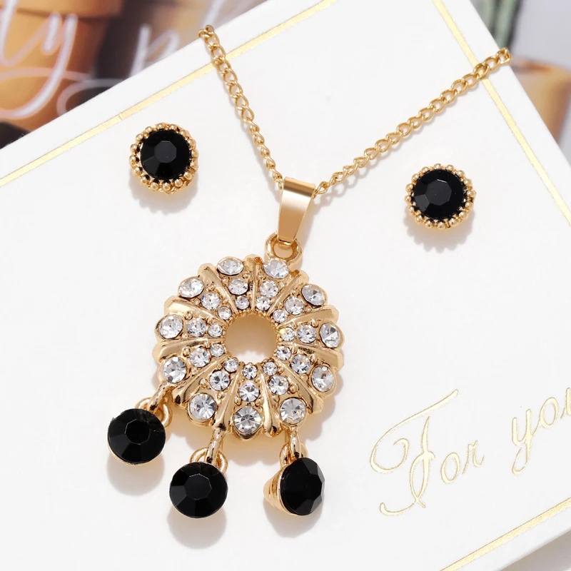 Модное красочное блестящее Ожерелье Стразы серьги Женский комплект ювелирных