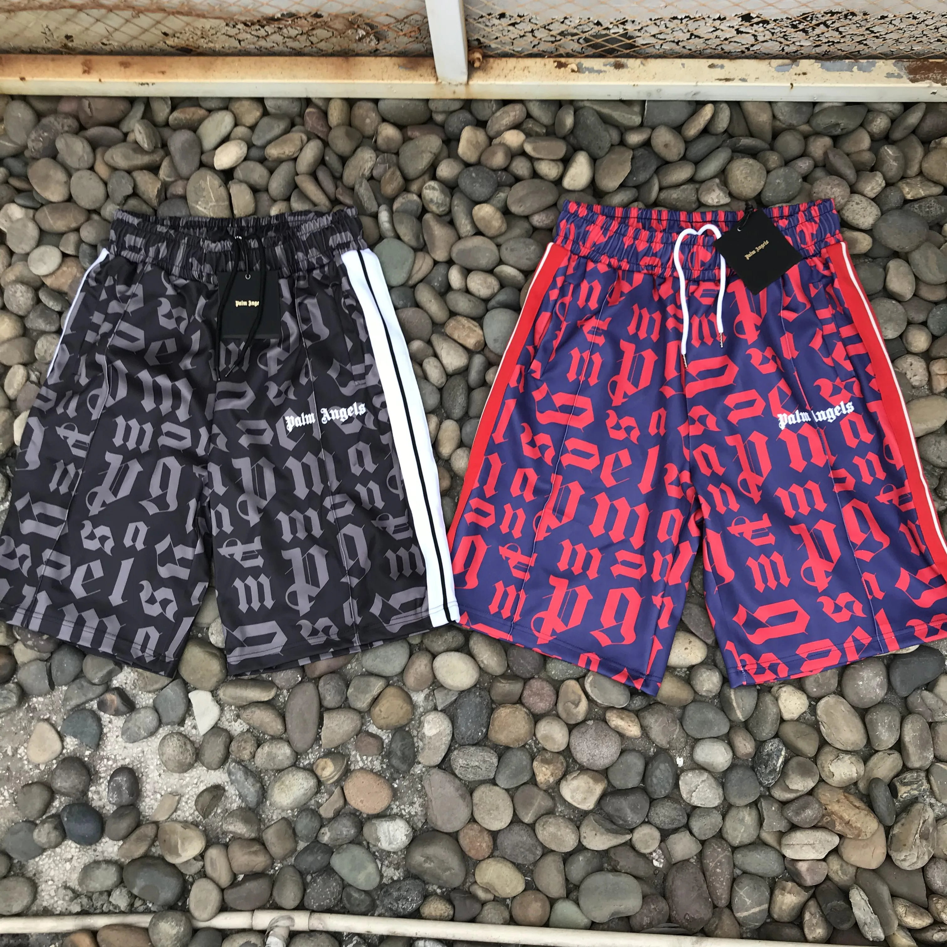 

Palm Angels letters full print men's and women's casual shorts loose and versatile sports beach shorts