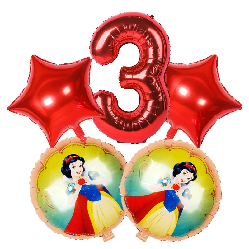 

5pcs/set Disney Belle Snow White Princess Theme Aluminum Foil Balloons Girls Birthday Party Decor Supplies Baby Shower Kids Toy