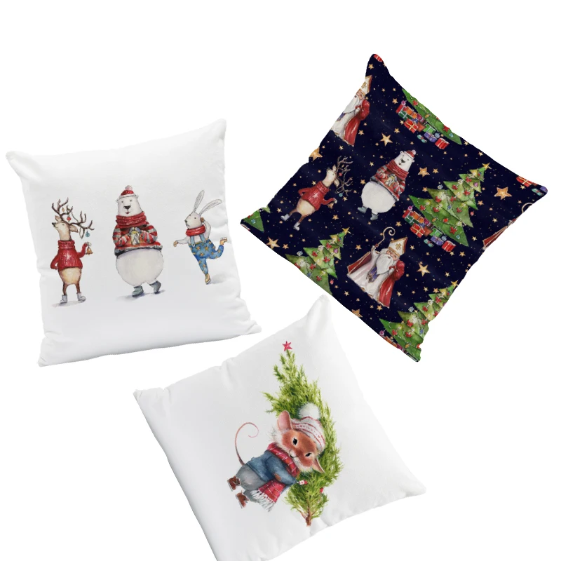 

Funny Cartoon Pillow White Polar Bear Reindeer Mouse Animal Throw Pillowcase Living Room Super Soft 45*45Cm Decoration Cushion