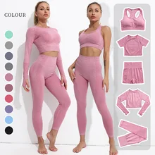Chándal sin costuras para mujer, conjunto de Yoga, ropa deportiva para gimnasio, conjunto de entrenamiento, Top deportivo (3)