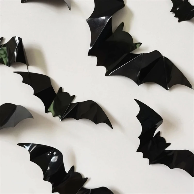 16Pcs/set Black 3D PVC Halloween Bat Wall Sticker Home Decor Kids Room Decoration Wall Decals DIY Party Kids Art Wall Sticker