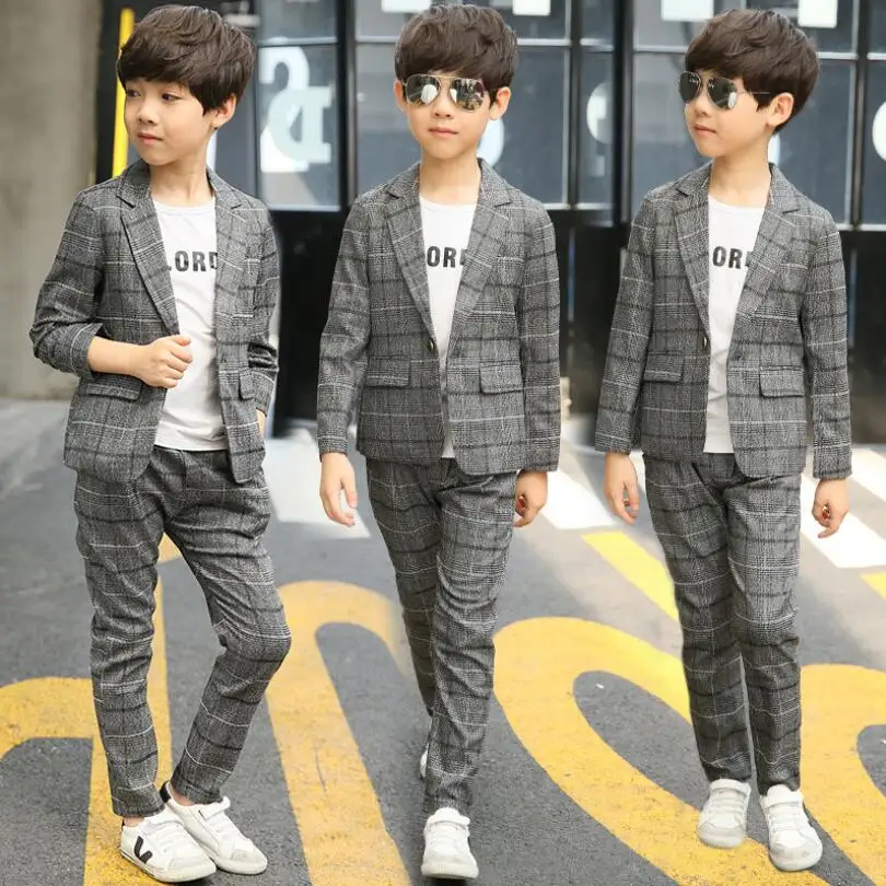 Spring boys clothes children Western-style Clothes Boys Cotton formal suits 2 pcs/set kids party jacket+pants | Детская одежда и