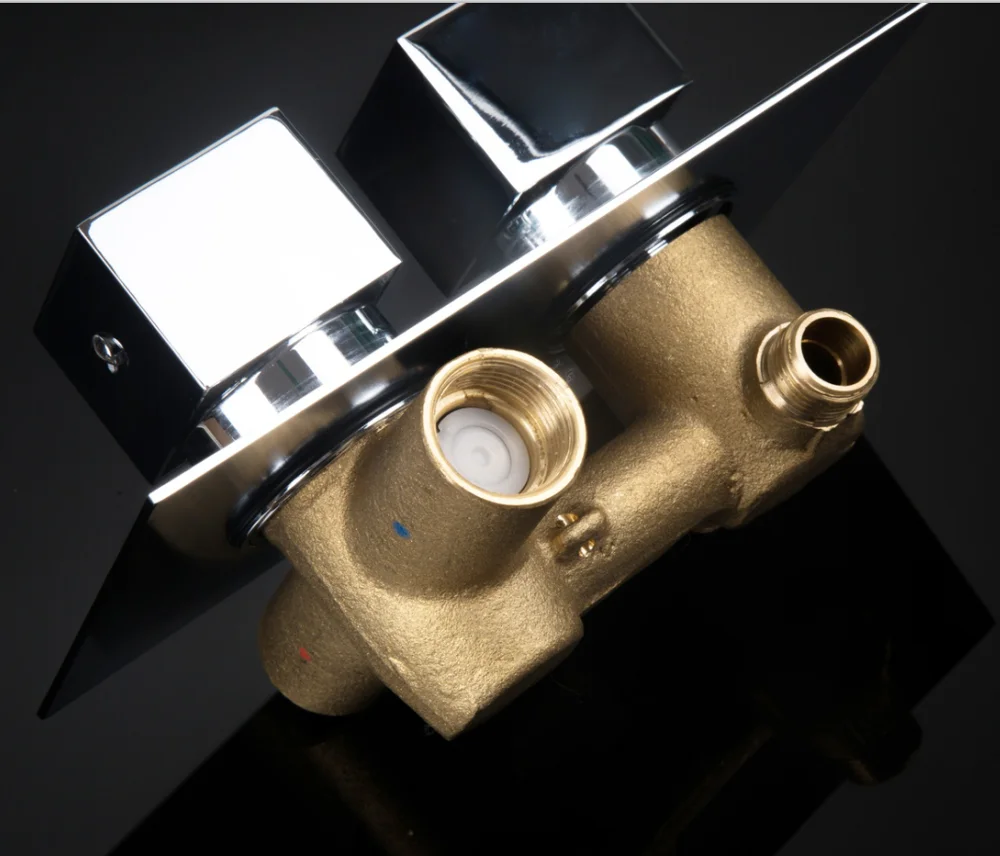 Brass Thermostatic Shower Faucets 2 Way Outlet Cold&ampHot Water Mixing Valve Mixer Tap Temperature Control Concealed | Строительство и