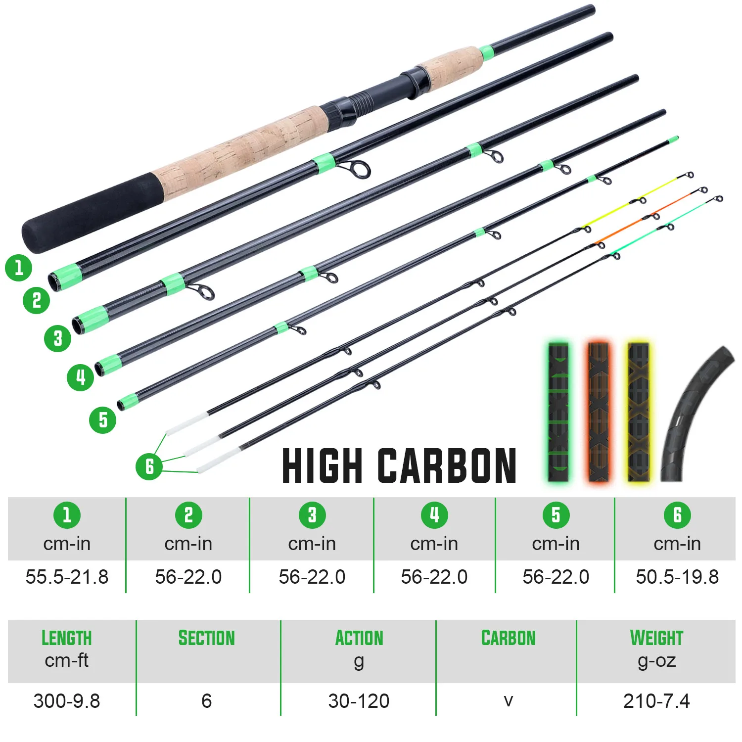 Sougayilang Fishing Rod 3m Feeder 30-120g Power Wooden Handle 6 Sections Carbon Fiber Travel Tackle Pesca | Спорт и развлечения