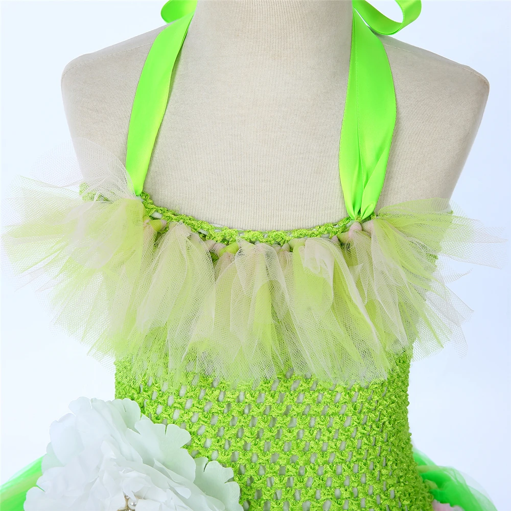 Girls Frog Princess Tutu Dress Green Tulle Flower Girl Birthday Party Gowns Kids Dresses for Halloween Costume | Детская одежда и