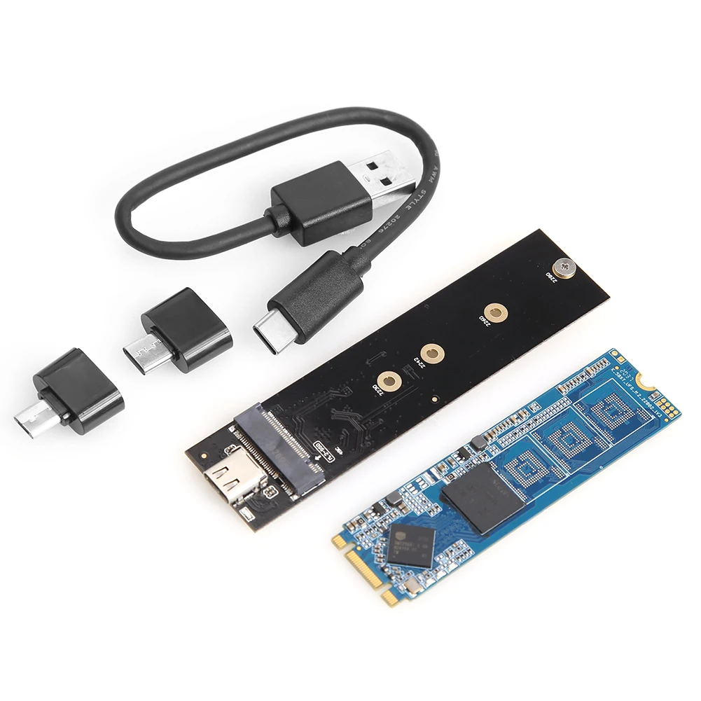 M.2 SATA SSD 128GB 256GB 512GB 1TB 3D NAND NGFF M2 2280 SSD Internal Solid State Drive + USB Type C to M.2 Adapter Kit for Deskt