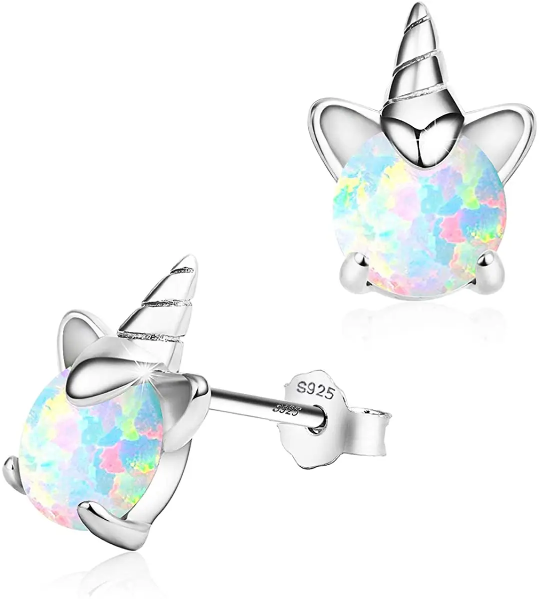 

Unicorn Earrings for Girls Hypoallergenic Fire Opal Stud Earrings S925 Sterling Silver Gold Mini Tiny Cute Earring Jewelry Gifts