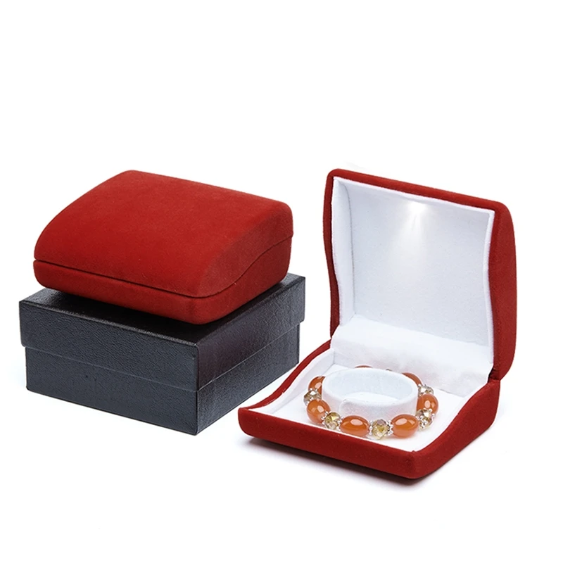 Factory Price High Quality Velvet Jewelry Box Storage Organizer LED Bangle Bracelet Case | Украшения и аксессуары
