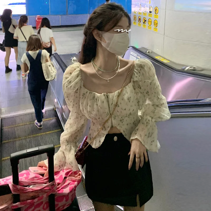 Рубашка из французского шифона короткий топ женская дизайнерская рубашка с