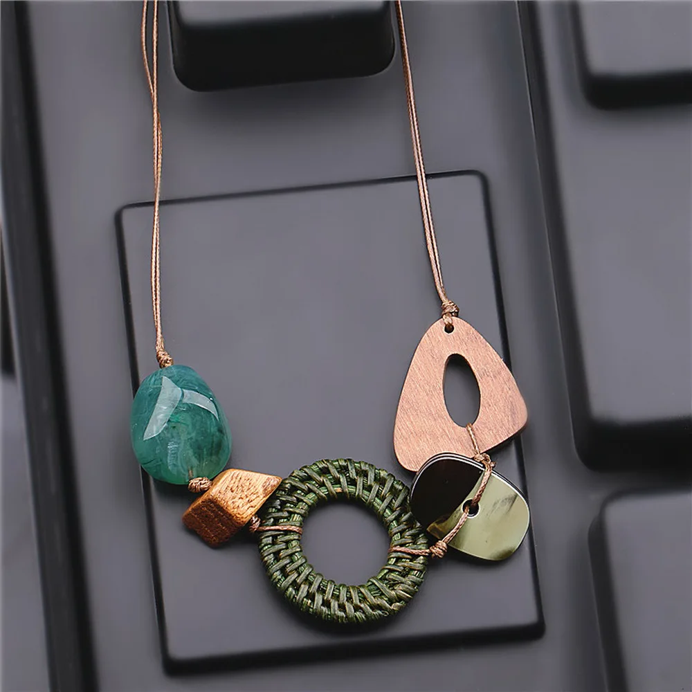 Акция Винтажное колье из искусственной смолы длинное веревочное ожерелье