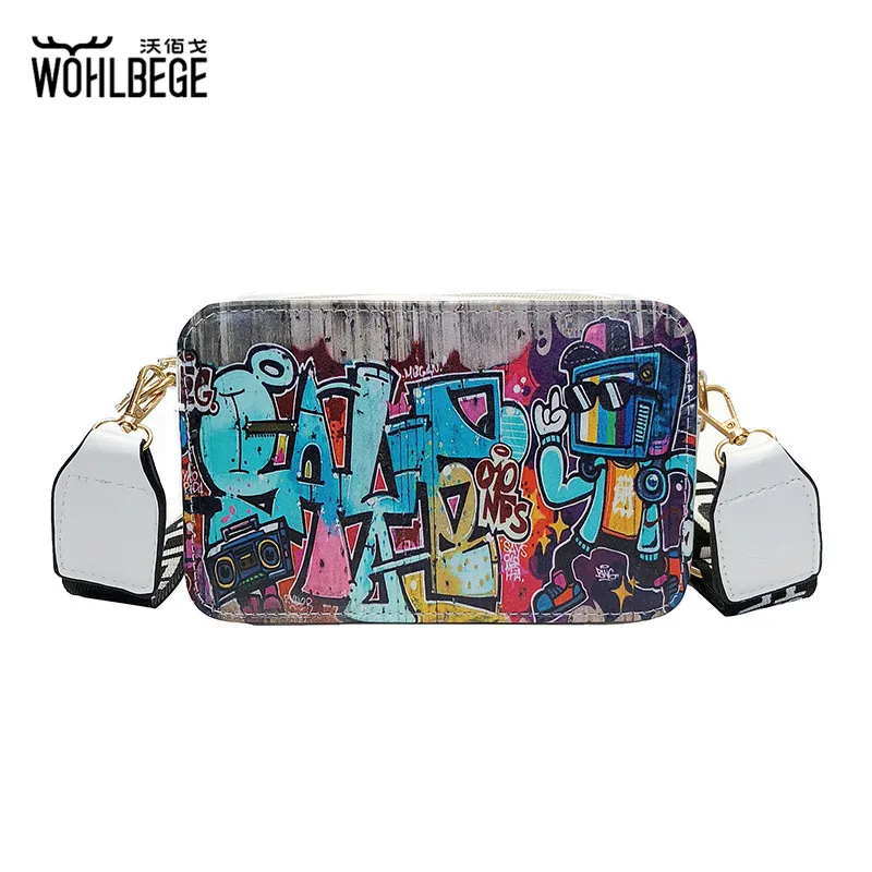 Женская новая сумка мессенджер популярная в этническом стиле граффити на плечо