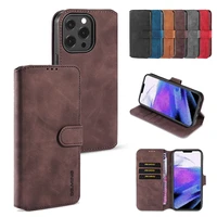 magnetic solid color leather flip case for iphone 13 pro max 13mini original product card slot with stand coque shockproof cover