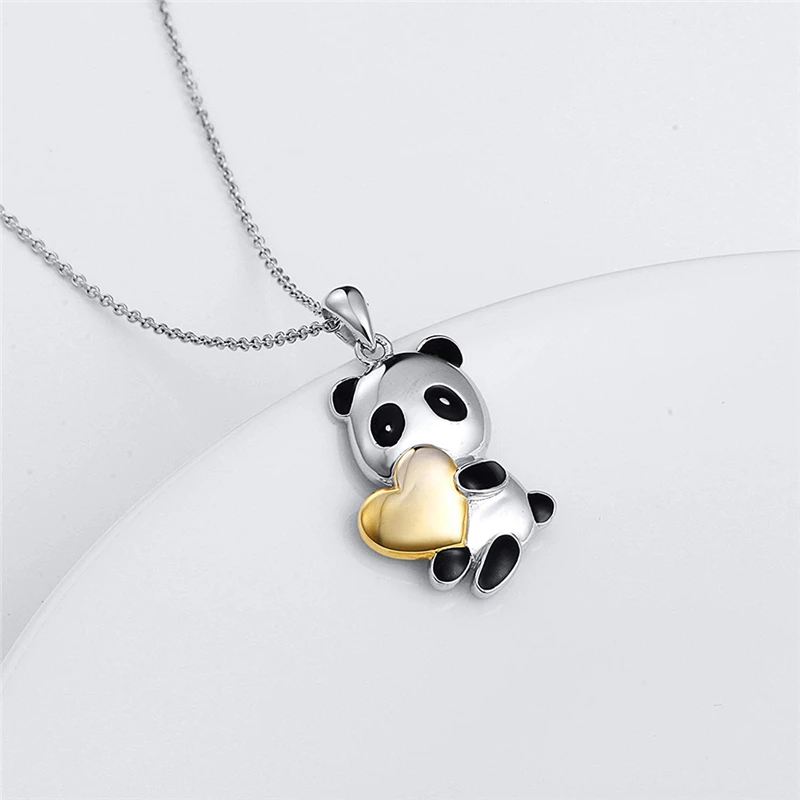 

2020 New Fashion Panda Bear Necklace Heart Round Shape Zircon Necklace For Women Child Gift Charm Chain Necklace Chokers Collar