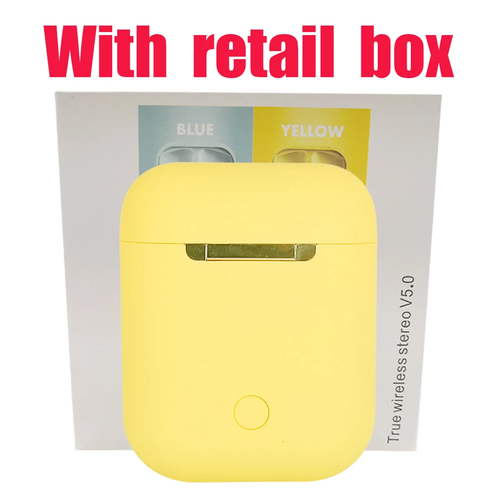 i12D yellow Colorbox Оригинальные Macaron i12 TWS беспроводные наушники Bluetooth 5,0 наушники 12 сенсорные настоящие стерео наушники для андроида спортивные наушники для телефона - Цвет: i12D yellow Colorbox