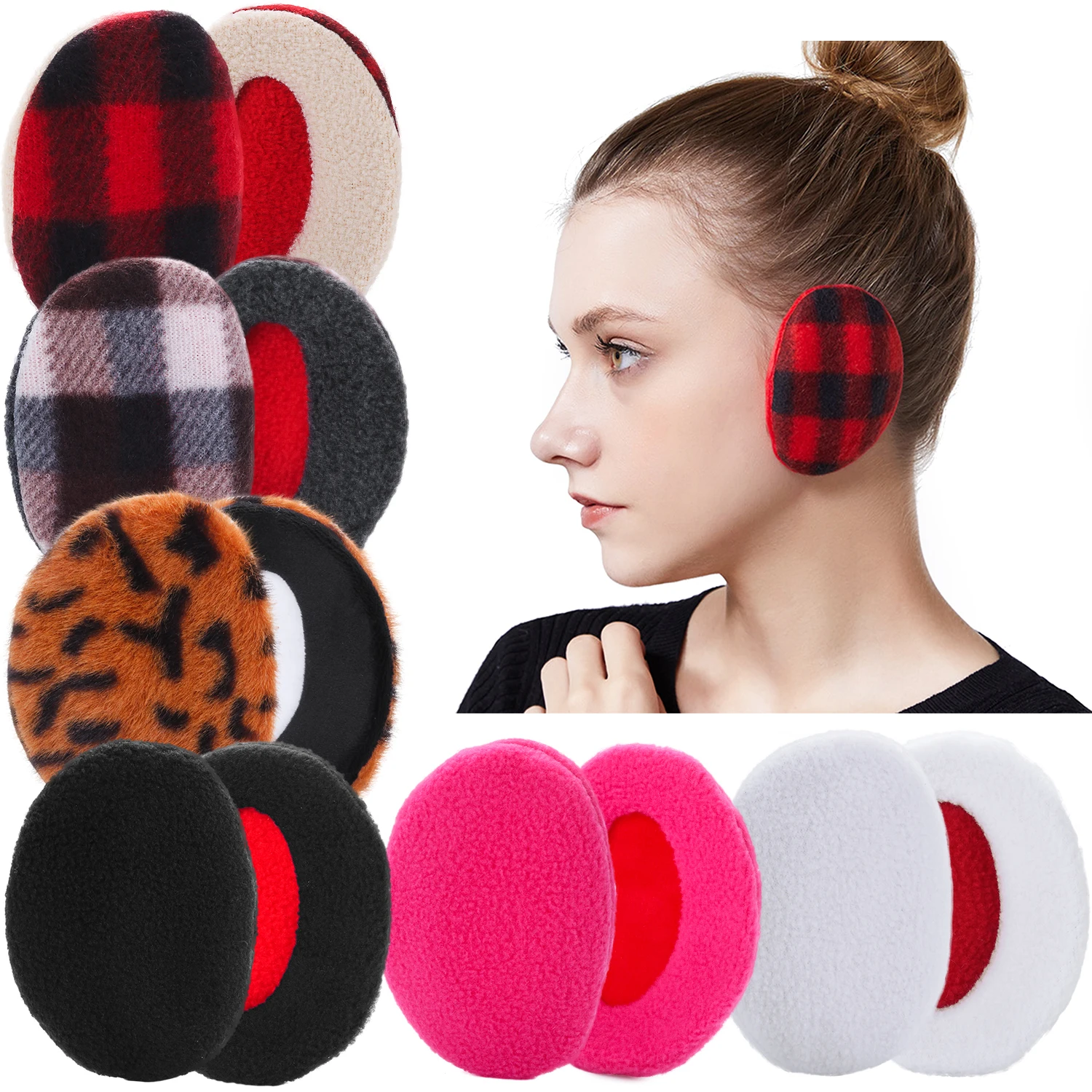 1Pair Bandless Earmuffs Winter Portable Soft Thicken Warm Fleece Ear Covers Women Men Ourdoor Cold Weather Windproof Warmer - купить по