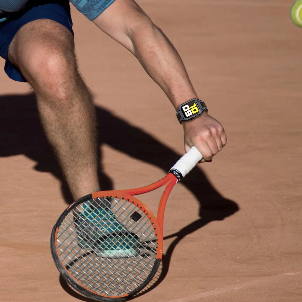 Protective Case with Soft Strap for Apple Watch SE Series 6 5 4 3 44mm 42mm Band TPU Sport Belt Bumper for iWatch Bracelet