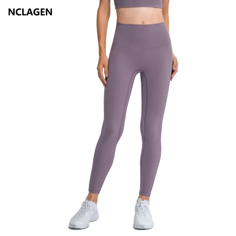 

NCLAGEN Women's Yoga Pants High Waist NO Front Seam GYM Sport Leggings Squat Proof Naked Feel 2022 New Elastic Fitness Tights