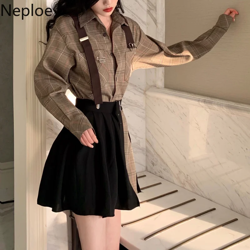 Neploe свободные плюс Размеры Для женщин комплекты Винтаж плед макси длинная