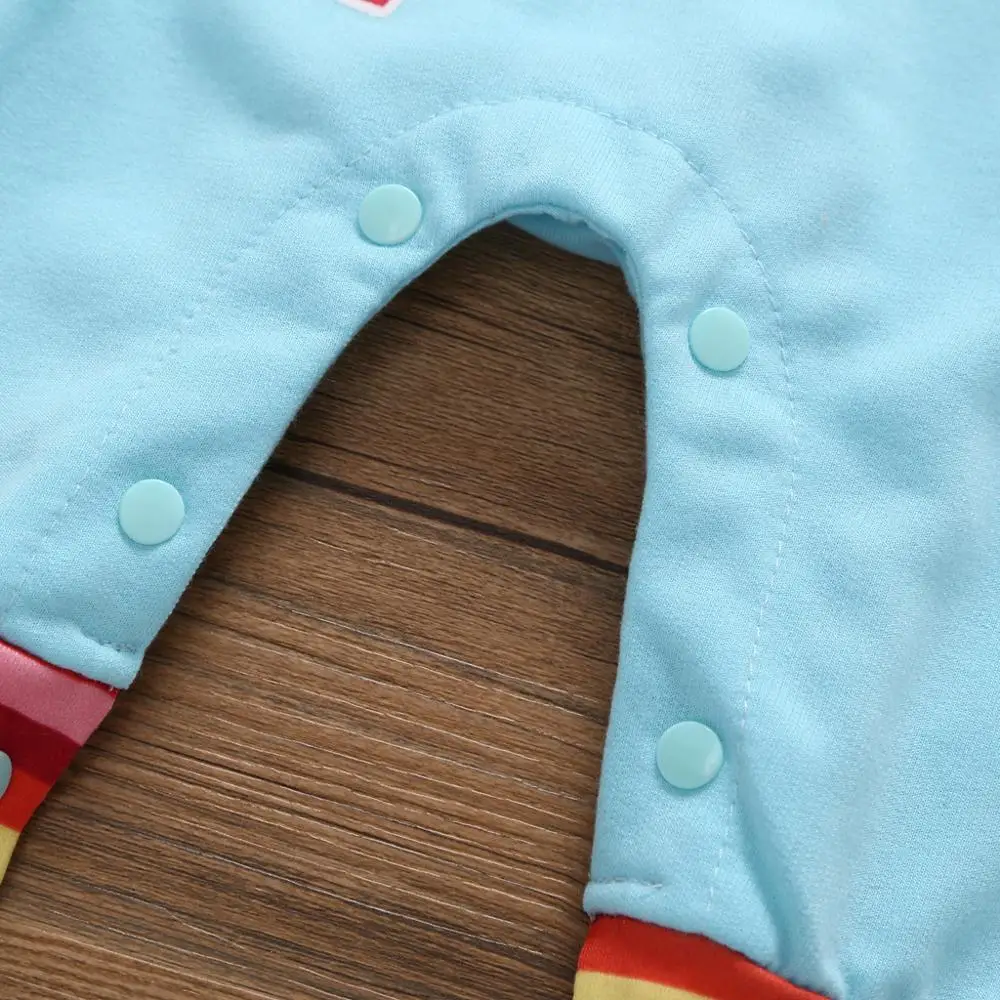 

Fashion Infant Rainbow Stripe Long Sleeve T-shirt+ Overalls+Hat Three-piece Baby Girl&Boy Clothes Set Newborn Outfit bebes