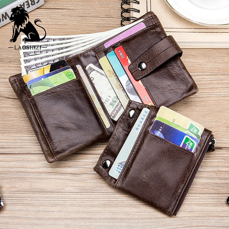 Мужской кошелек Three flod из натуральной кожи многофункциональный воловьей на