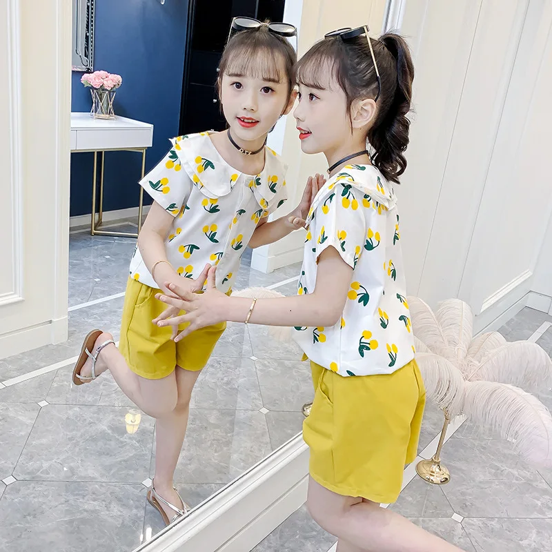 

Girls Clothing Sets 2021 Summer New Fashion Baby Kids Girls Clothes Print T-Shirt+Short Pants 2Pcs Children Outfits